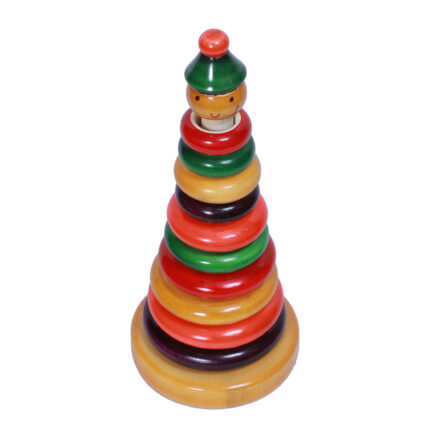 Wooden 10-Ring Stacker Toy/Cubby Stacker, Wooden Ring Stacker Toy, Wooden Stacking Rings