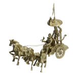 Brass Arjun And Krishna Rath, Brass Lord Krishna And Arjuna In Chariot, Handmade Brass Arjun And Krishna Rath